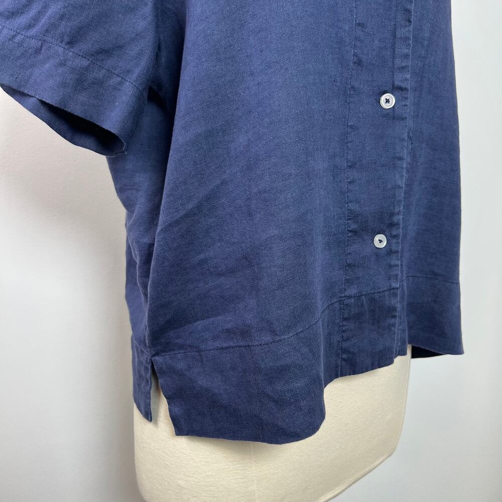 Quince Women's 100% Linen Classic Navy Blue Button Down Shirt Minimalist Size M - Picture 8 of 16